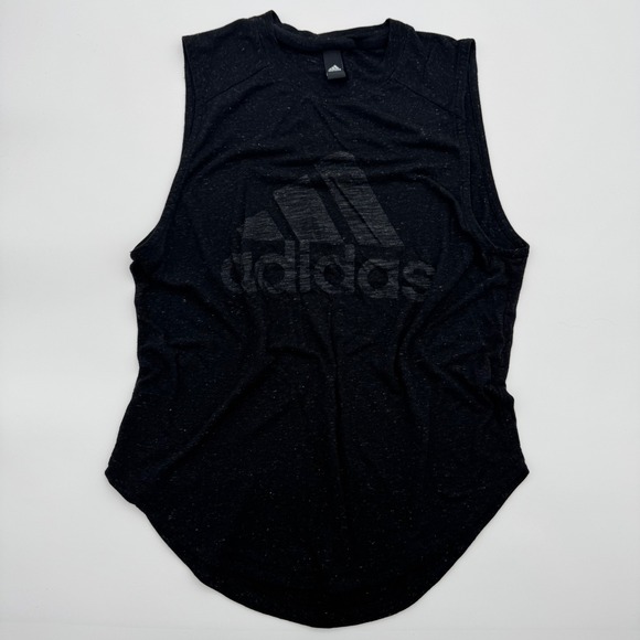 adidas Tops - Adidas Womens Black Heathered Graphic Logo Sleeveless Activewear Tank Top M